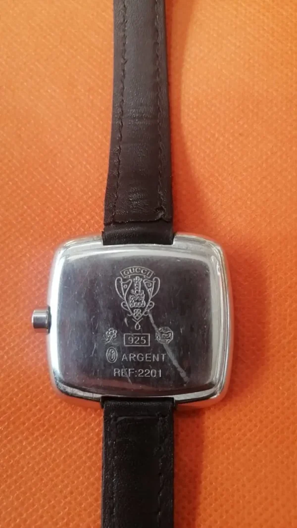 Backside of Gucci watch with 925 silver markings