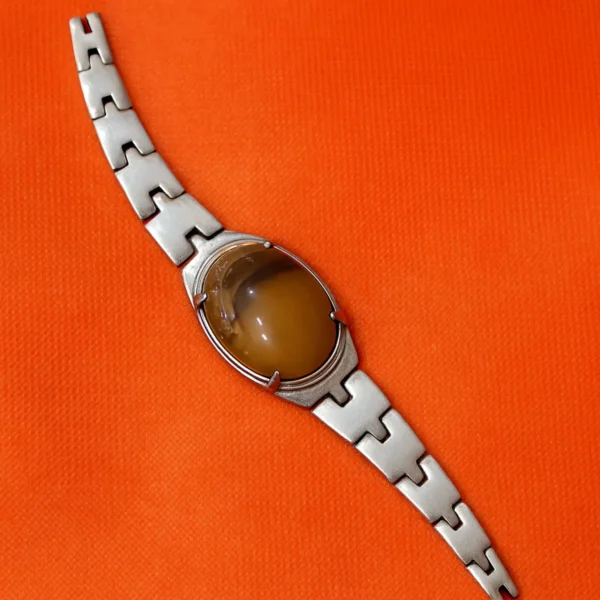 Original Aqeeq stone bracelet with stainless steel chain