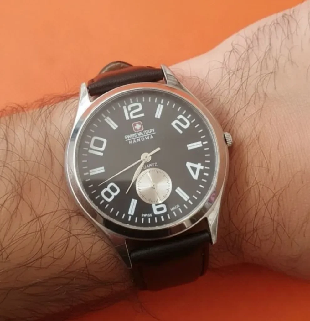 Top view of Swiss Military Hanowa men’s wrist watch