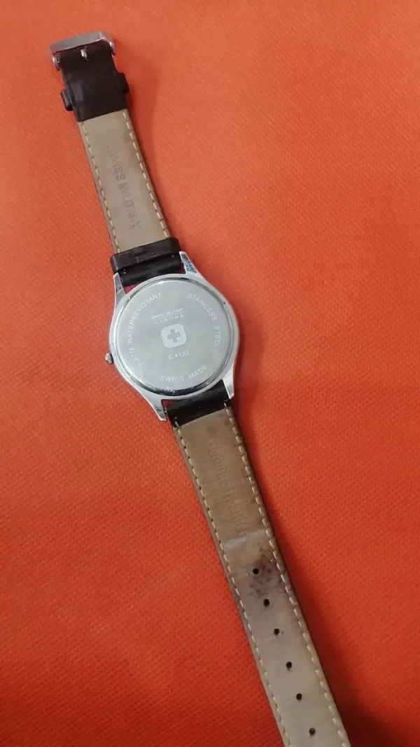 Backside of Swiss Military Hanowa men’s watch